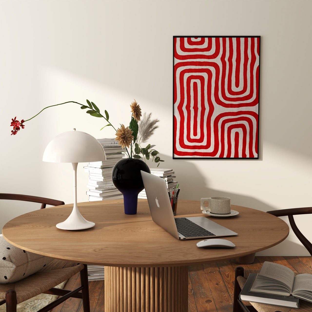 Red Geometric Abstract Art Print | Modern Minimalist Wall Decor
