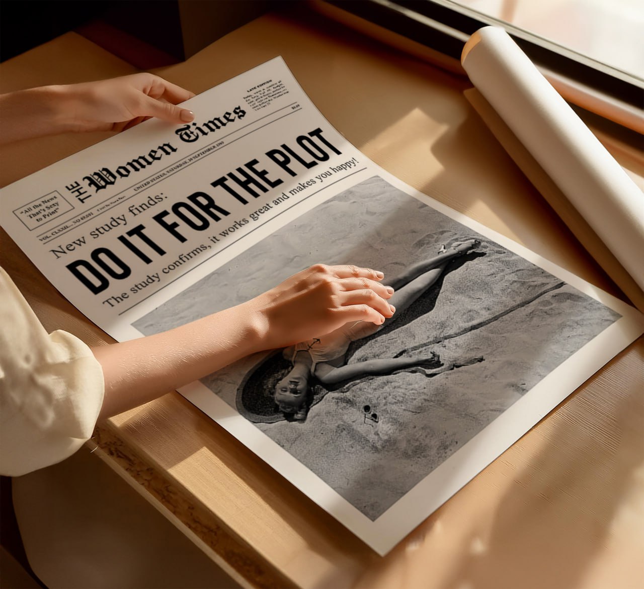 Do It for the Plot Newspaper Art Print | Vintage Black and White Wall Decor