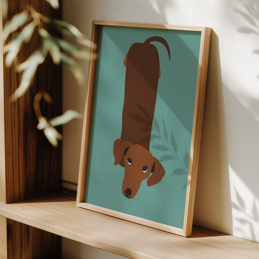 Dachshund Minimalist Art Print | Cute Sausage Dog Wall Decor