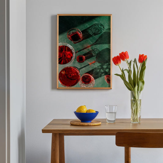 Red Wine Shadows - Elegant Glass Aesthetic Poster