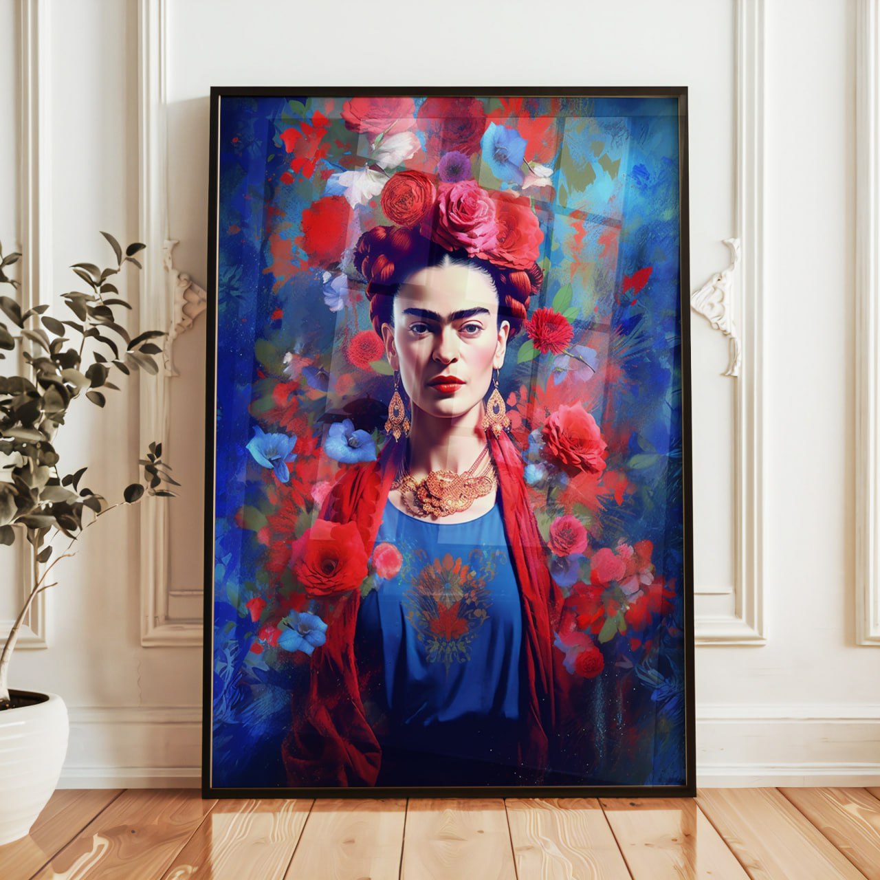 Frida Kahlo Artistic Portrait Print | Vibrant Floral Wall Art