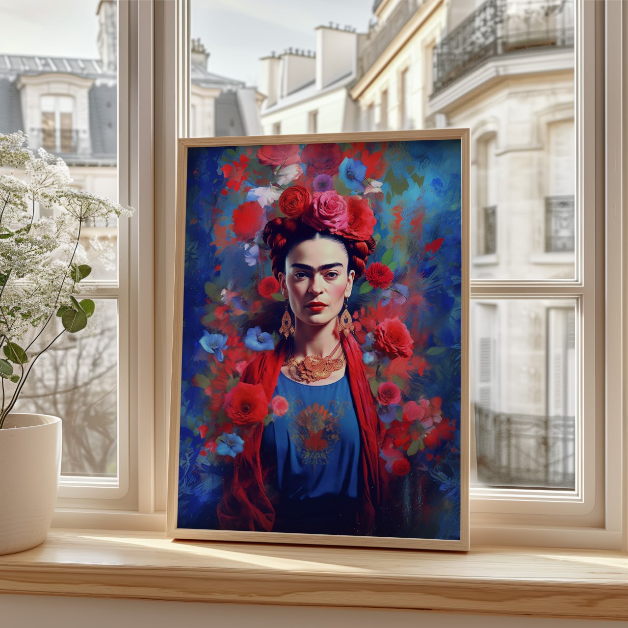 Frida Kahlo Artistic Portrait Print | Vibrant Floral Wall Art