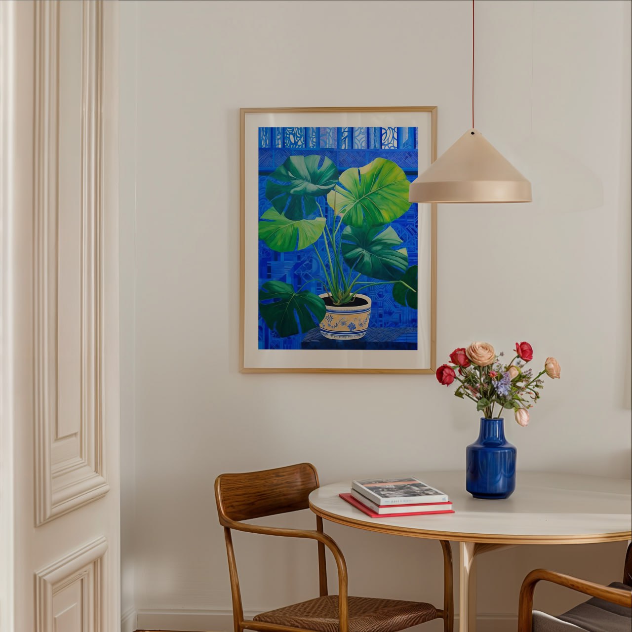 Blue Monstera Tropical Print - Vibrant Plant Wall Art