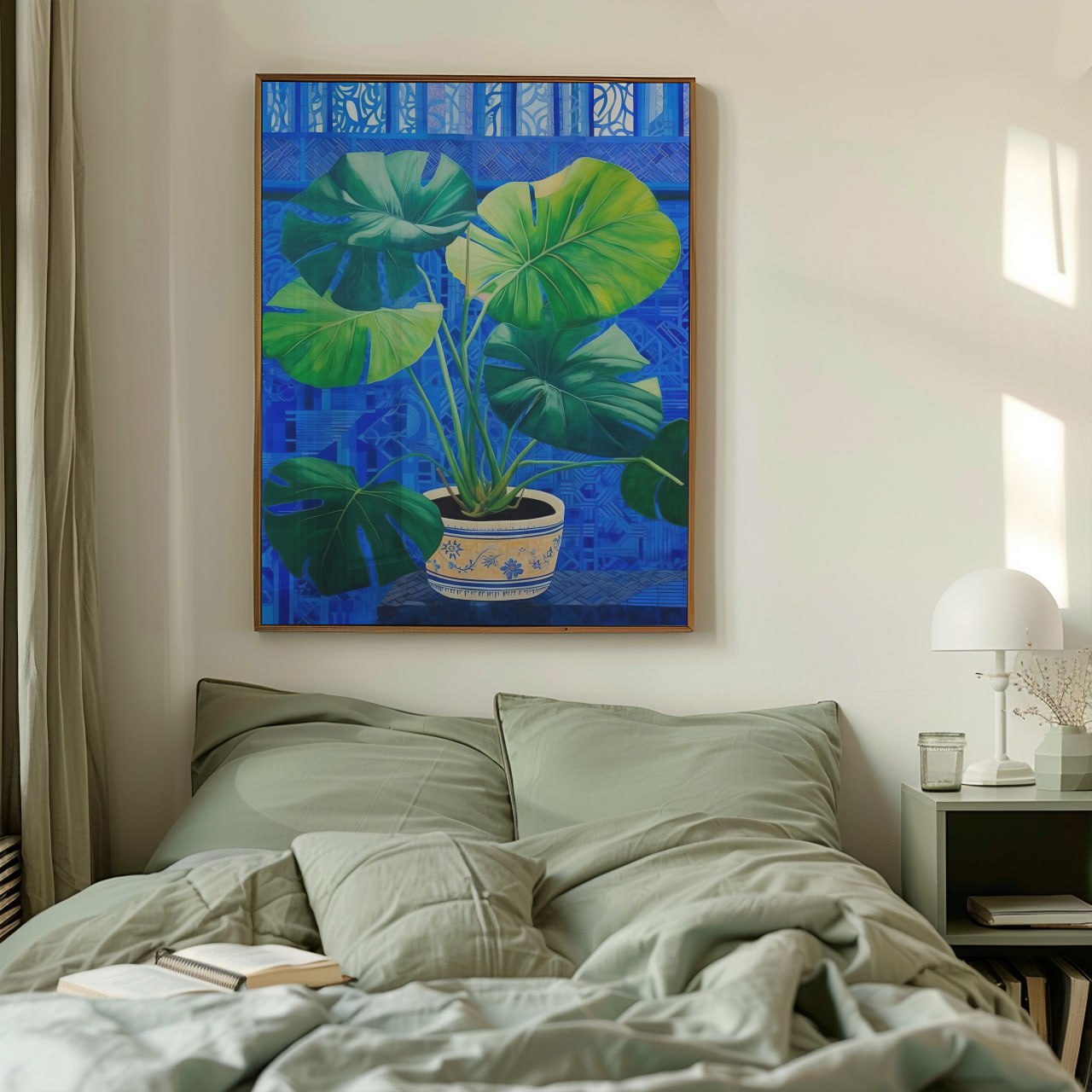 Blue Monstera Tropical Print - Vibrant Plant Wall Art
