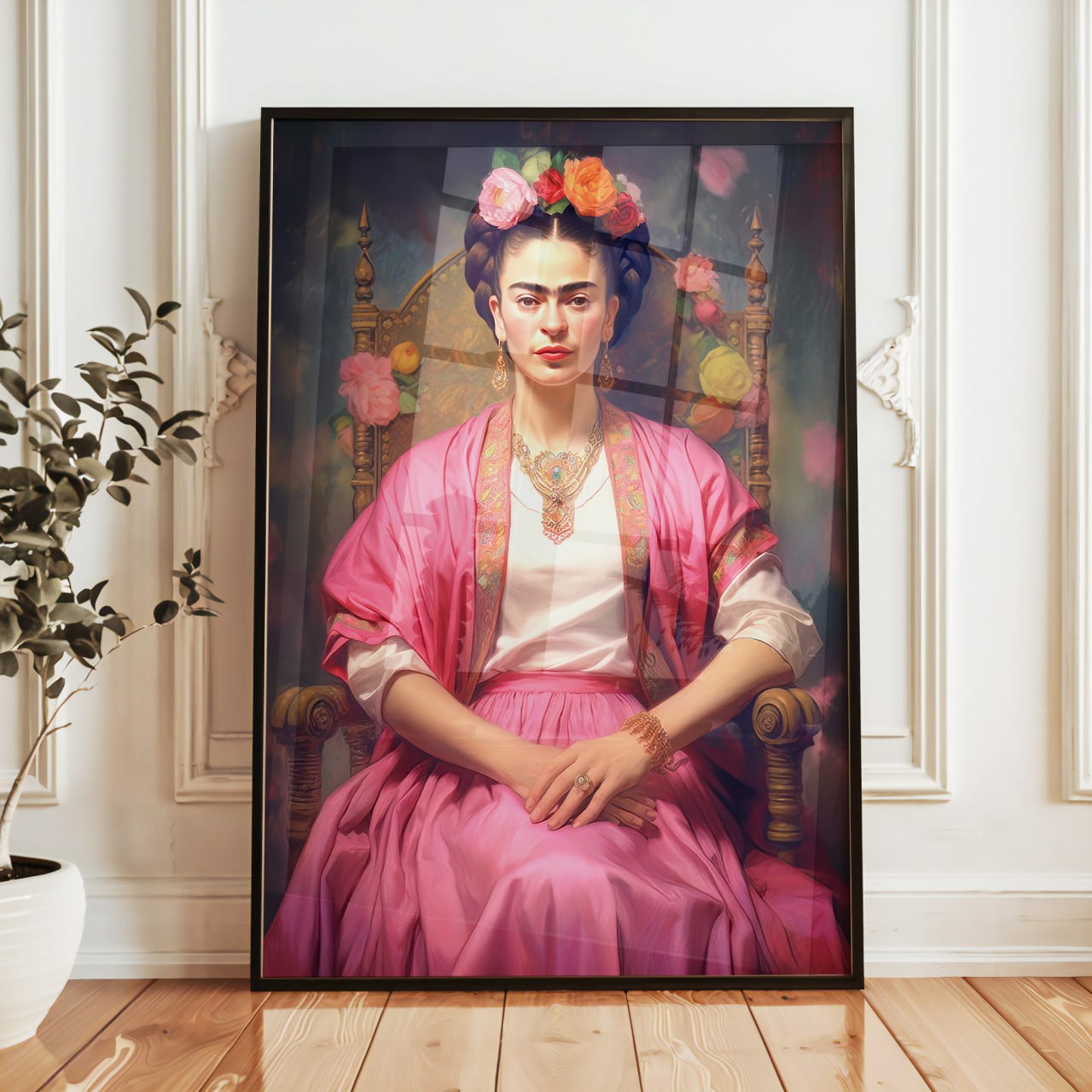 Frida Kahlo Pink Portrait Print - Elegant Wall Art