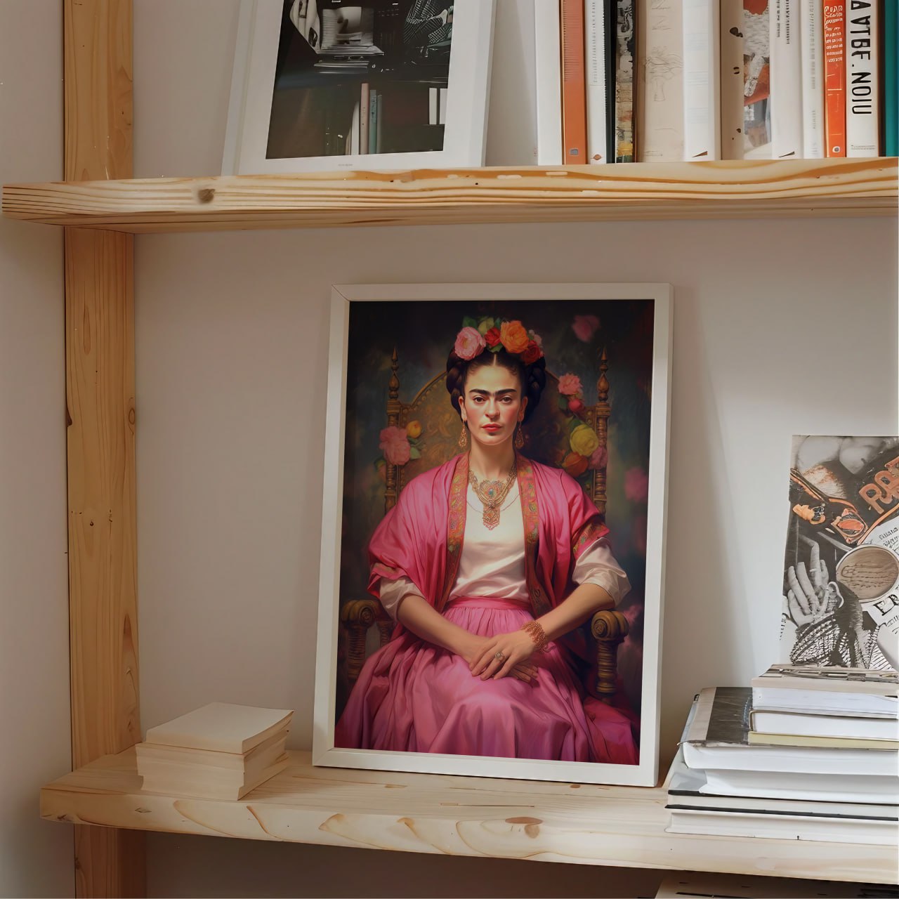 Frida Kahlo Pink Portrait Print - Elegant Wall Art