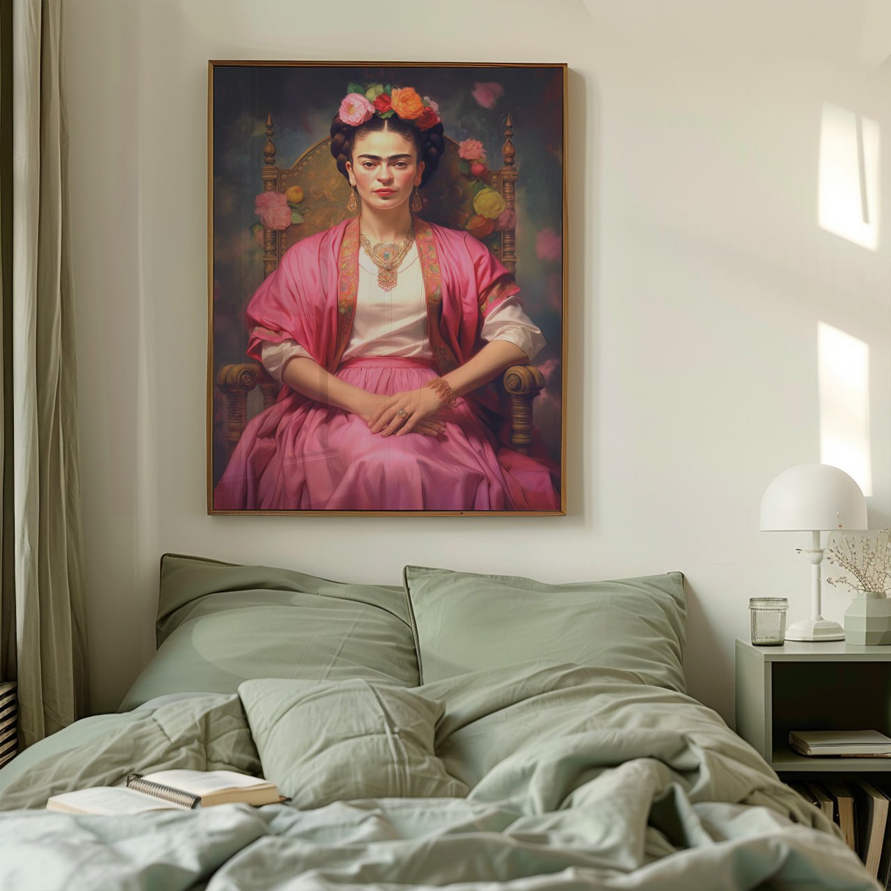 Frida Kahlo Pink Portrait Print - Elegant Wall Art