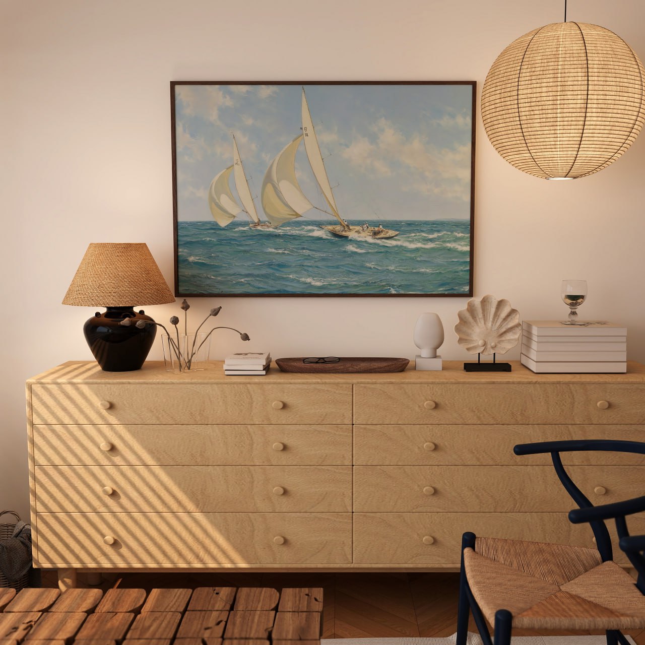 Classic Sailing Yacht Print | Nautical Ocean Wall Art