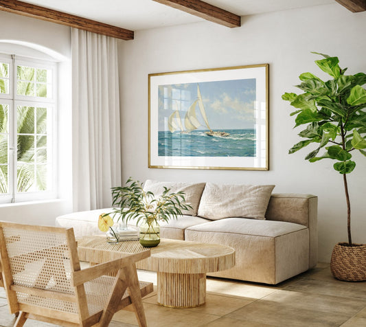 Classic Sailing Yacht Print | Nautical Ocean Wall Art