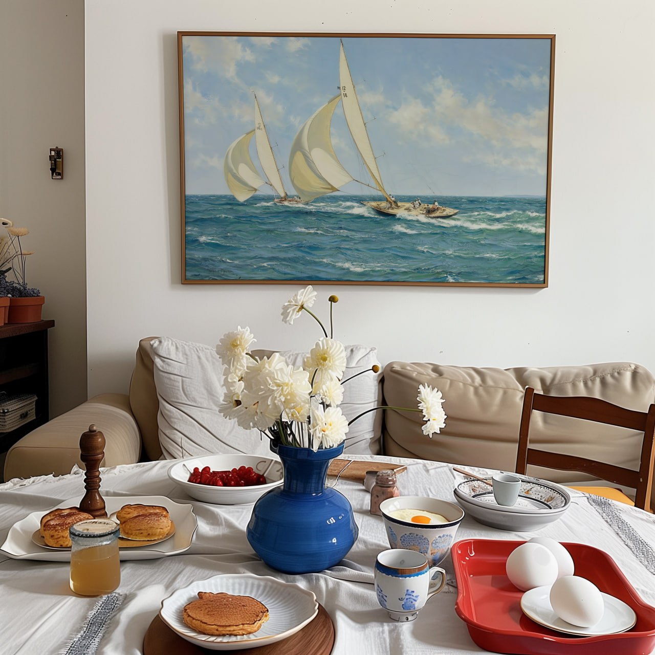 Classic Sailing Yacht Print | Nautical Ocean Wall Art