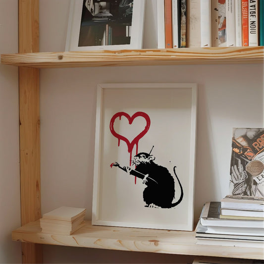 Banksy Rat with Heart Print | Iconic Street Art Poster