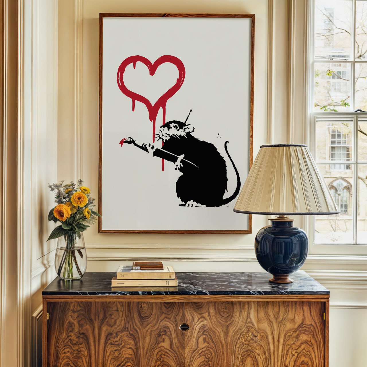 Banksy Rat with Heart Print | Iconic Street Art Poster