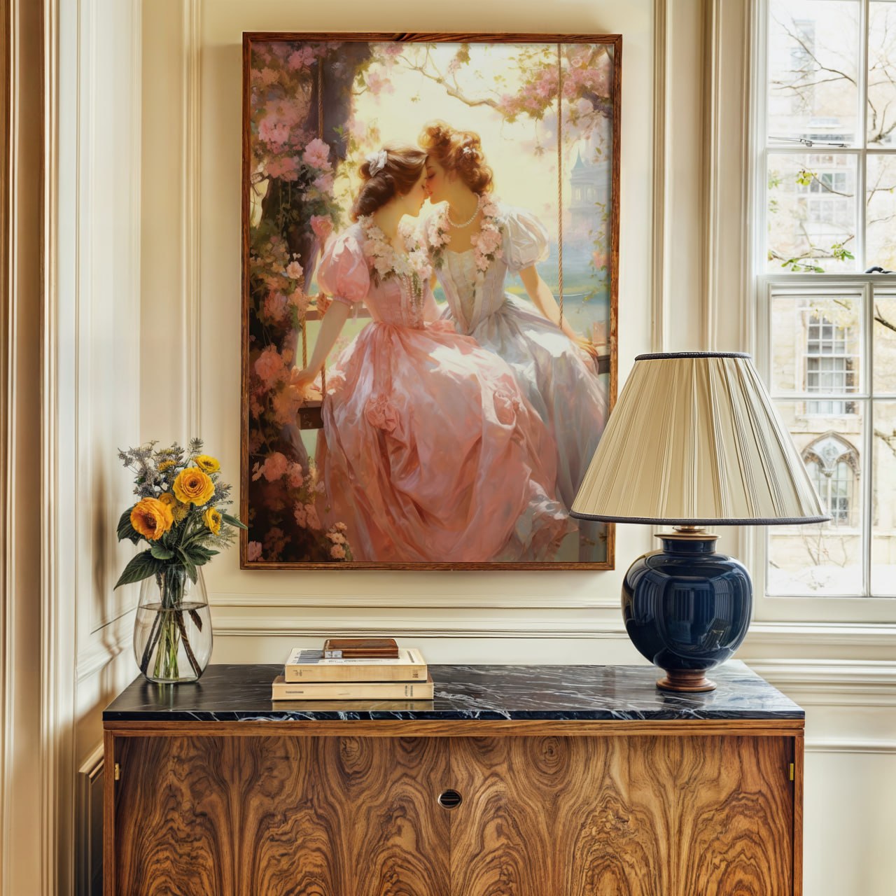 Vintage Lesbian Romantic Art | Sapphic Wall Print