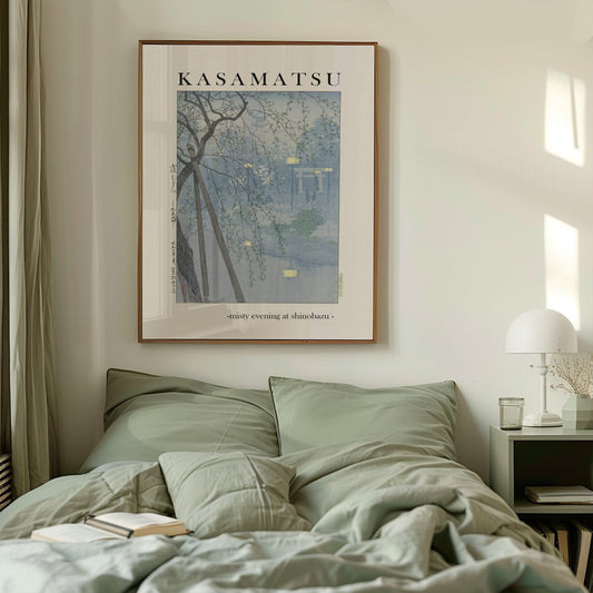 Kasamatsu Rainy Evening Print | Tranquil Japanese Woodblock Art