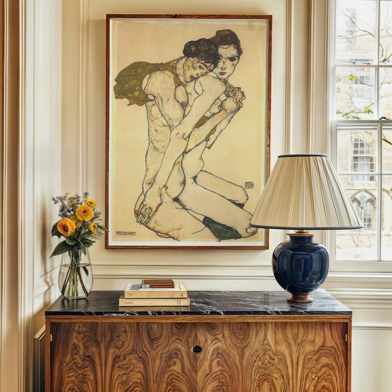 Two Lovers by Egon Schiele | Expressive Vintage Art Print