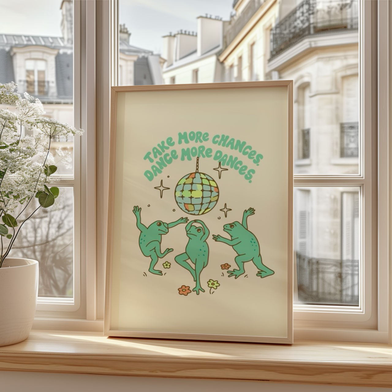 Dancing Frogs Poster | Fun Retro Art Print for Wall Decor