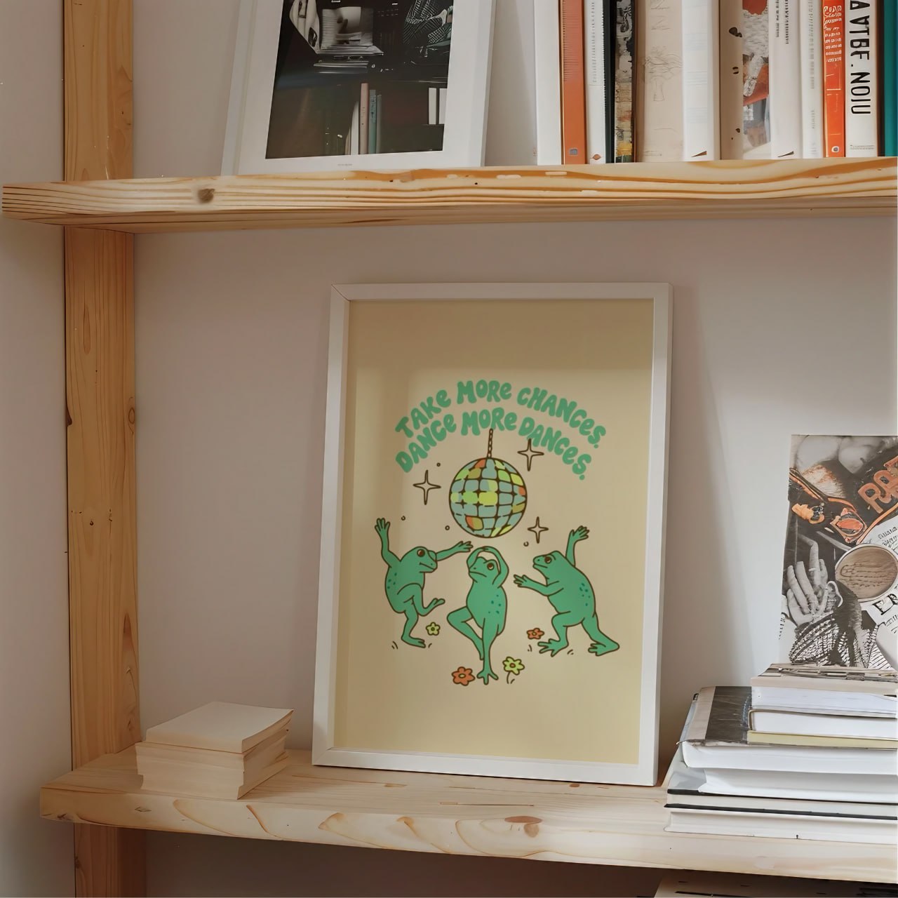 Dancing Frogs Poster | Fun Retro Art Print for Wall Decor