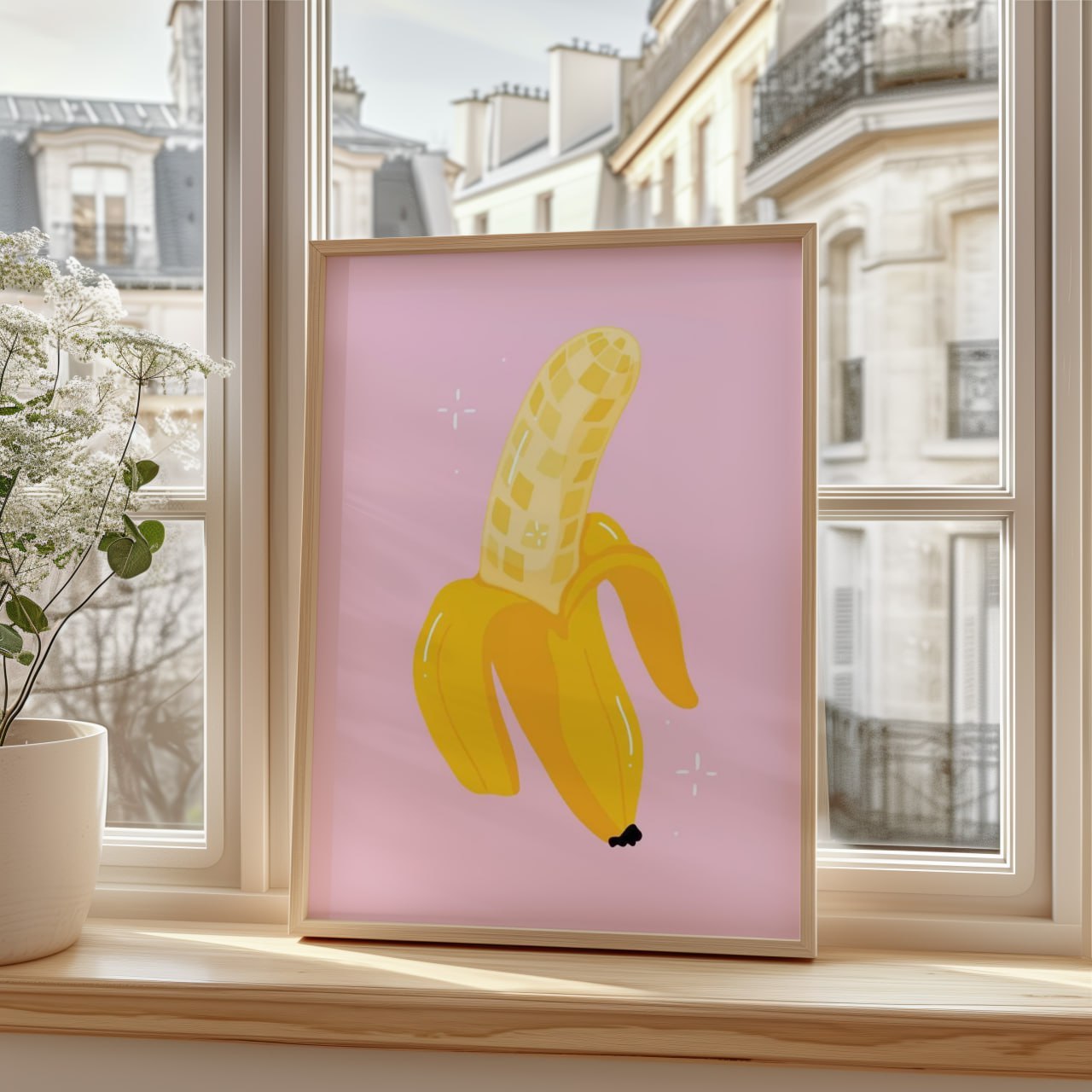 Pop Art Banana Poster- Pink Poster, 70's Art