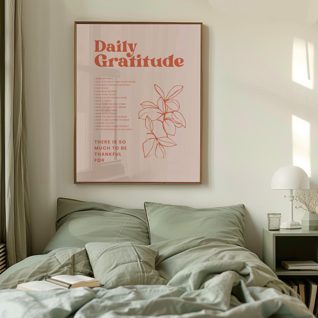 Daily Gratitude Poster | Minimalist Inspirational Art Print for Wall Decor