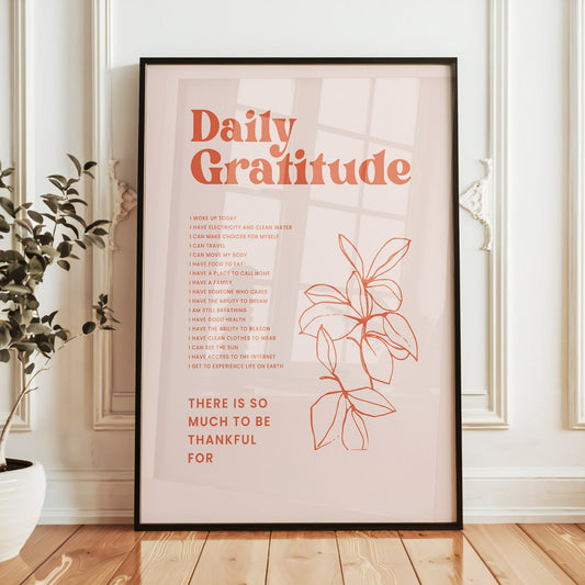 Daily Gratitude Poster | Minimalist Inspirational Art Print for Wall Decor