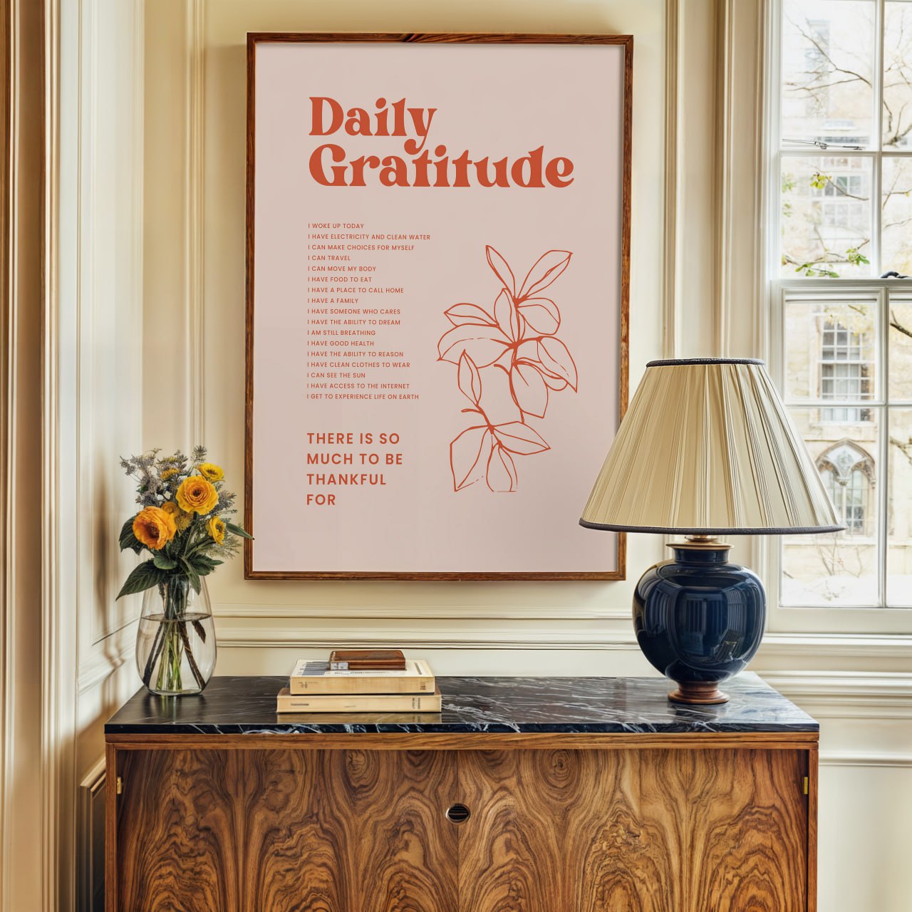 Daily Gratitude Poster | Minimalist Inspirational Art Print for Wall Decor