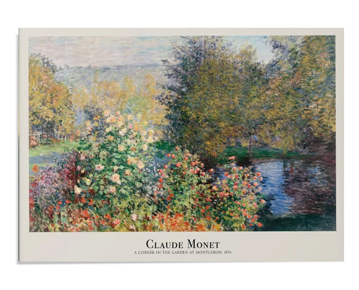 A vibrant scene by Claude Monet, featuring blooming roses in the artist's garden, with lush greenery and reflective waters. The piece is painted with Monet’s signature brushstrokes, evoking a sense of calm and connection to nature. Perfect for garden and landscape art enthusiasts, this fine art print brings the peaceful beauty of the countryside into any space.