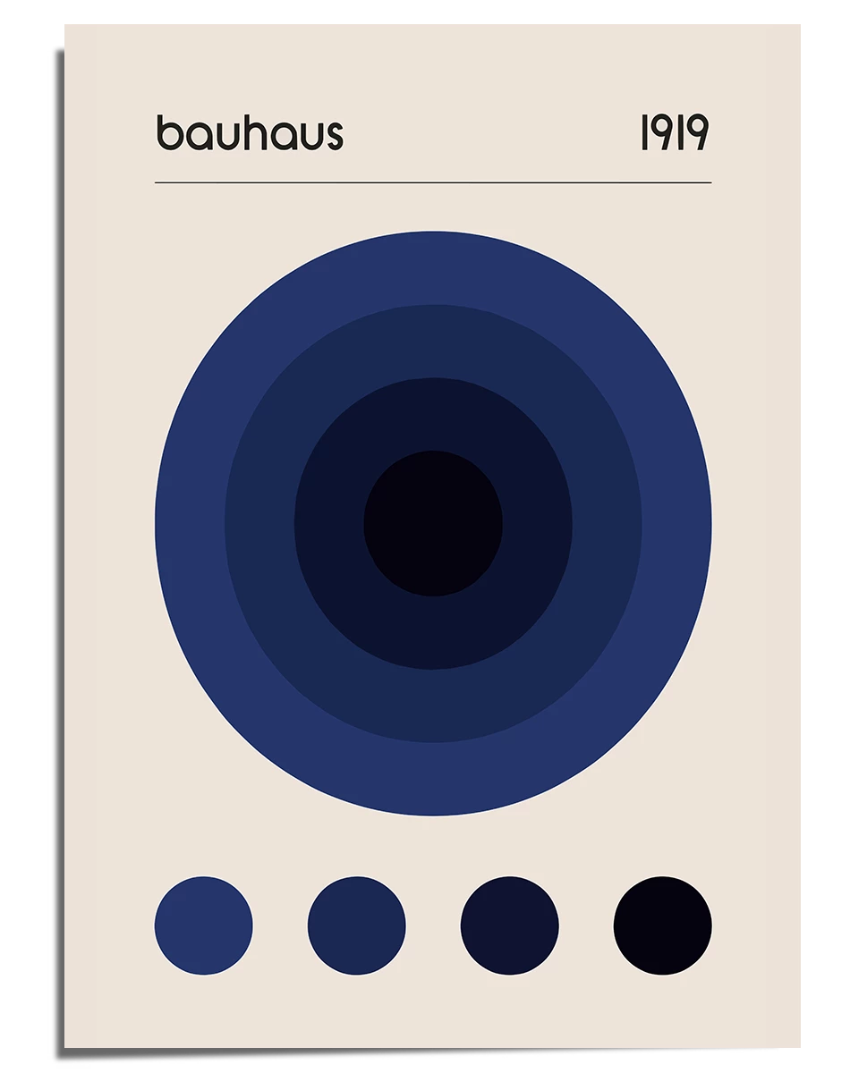 Bauhaus poster, bauhaus exhibition poster print, blue wall art gallery, blue circle, indigo art print, blue home decor wall art, 20's, minimalist art, nordic art, scandinavian decor