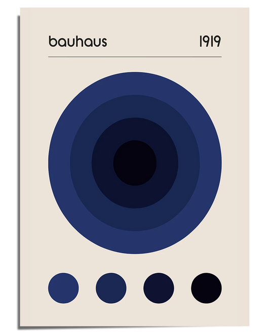Bauhaus poster, bauhaus exhibition poster print, blue wall art gallery, blue circle, indigo art print, blue home decor wall art, 20's, minimalist art, nordic art, scandinavian decor