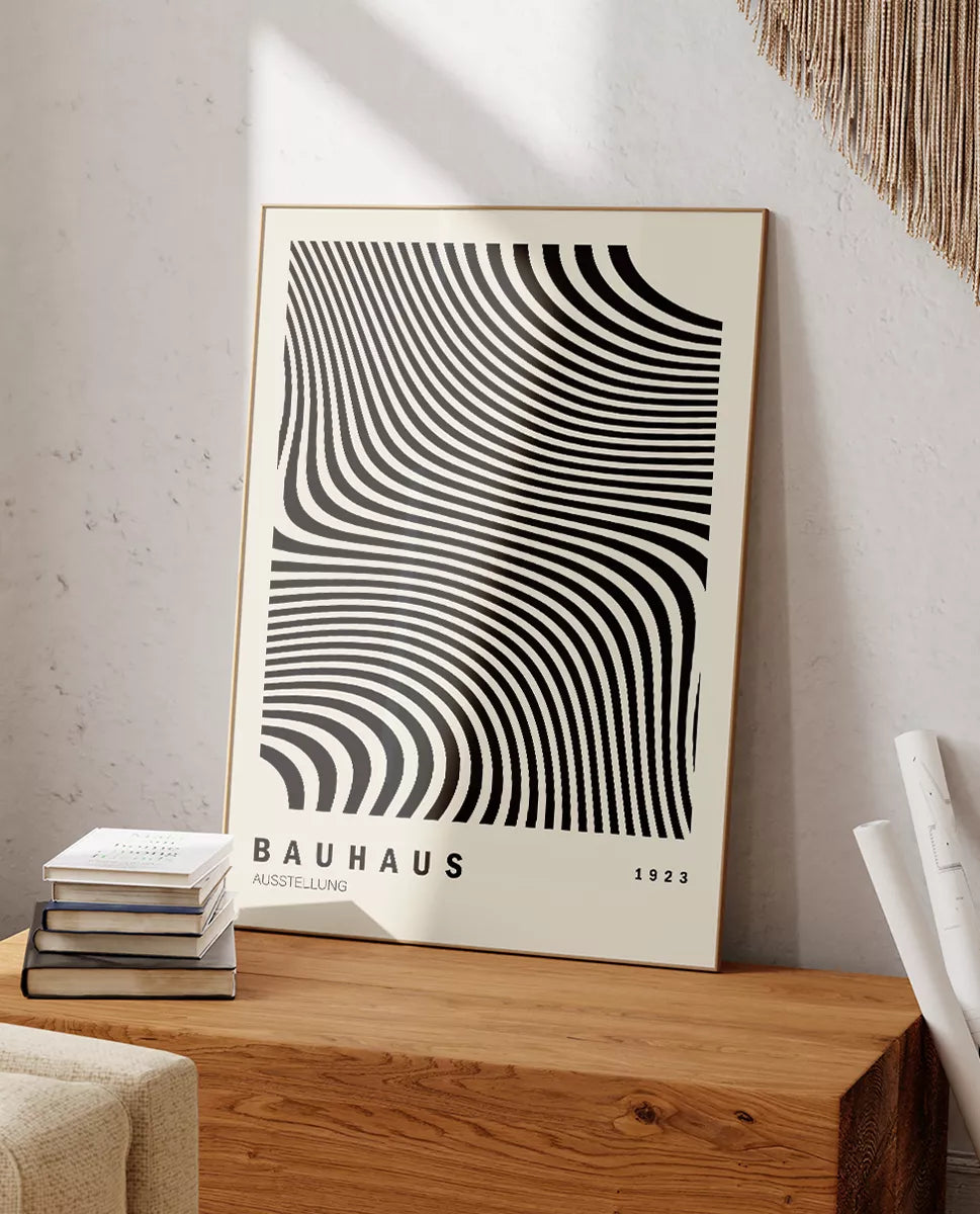 Bauhaus Exhibition Poster | Wall Gallery | Geometric Bauhaus | Vintage Advertisement, Beige and black home decoration, bauhaus exhibition poster, bauhaus print, 24x36 bauhaus, 50x70 bauhaus