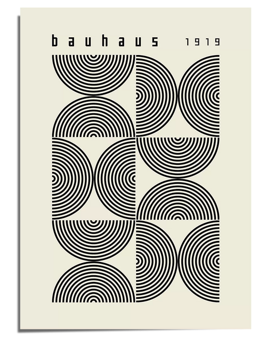 Bauhaus Exhibition Poster | Wall Gallery | Geometric Bauhaus | bauhaus 1919 Ausstellung, Bauhaus weimar, bauhaus beige black semicircles poster, bauhaus wall art gallery print, home wall hangings, retro poster. Beige home decor, Nordic home decor. Vogue poster 