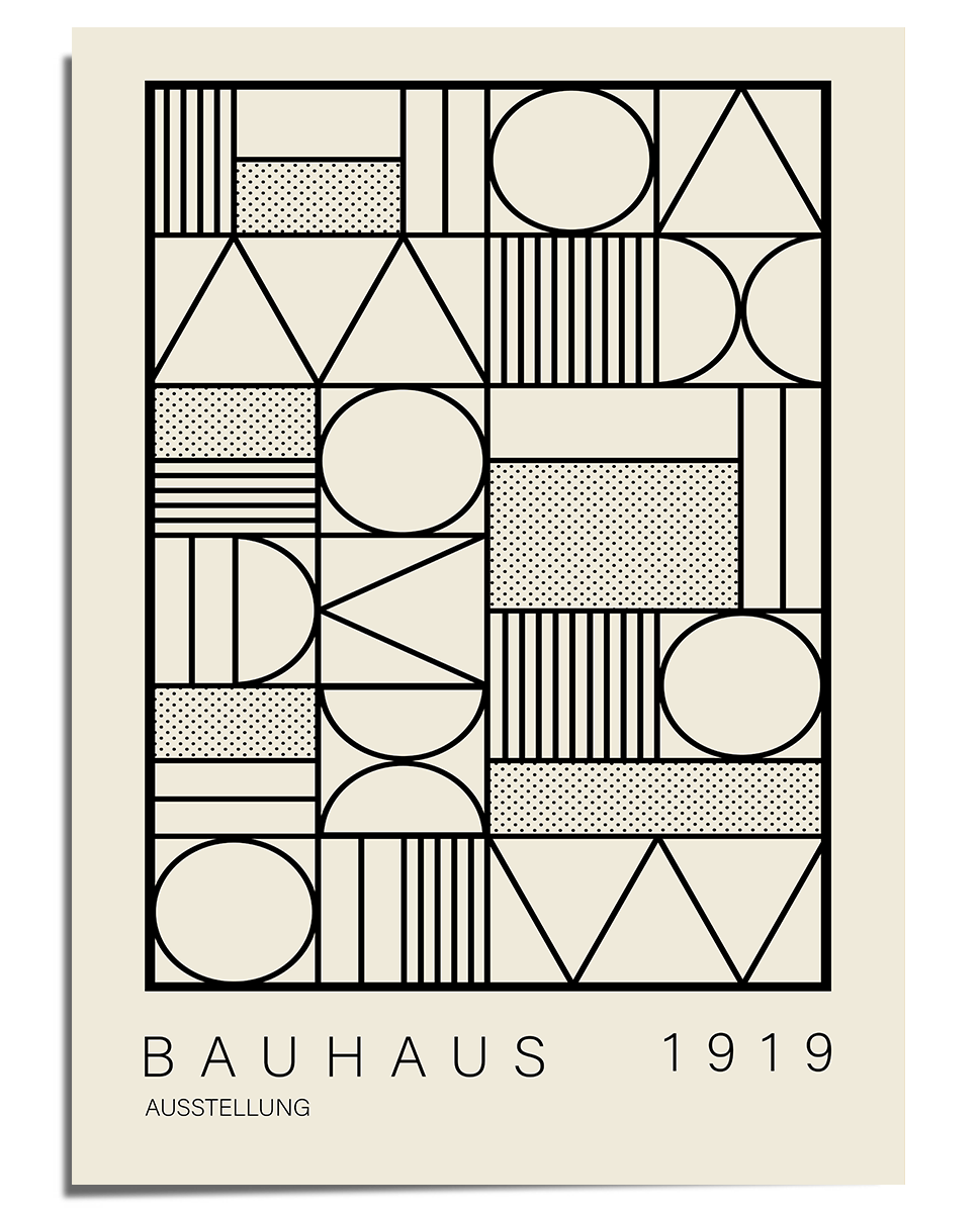 Bauhaus poster, Bauhaus beige poster, Bauhaus wall art, bauhaus ad, bauhaus exhibition poster, Wall Gallery Print | Decorate with posters | Beige bedroom | Peaceful bedroom decoration | Minimalist bedroom | 2024 bedroom decor, home wall hangings, retro poster.