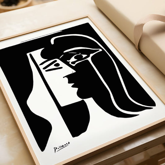 Picasso Inspired Portrait Print | Black and White Abstract Art