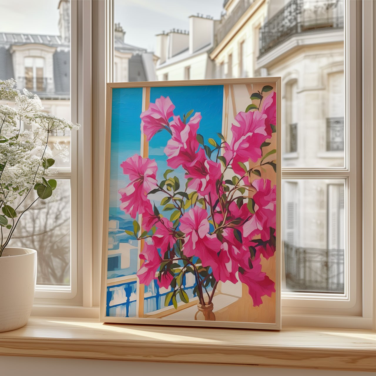 Positano Floral Window Print | Vibrant Mediterranean Wall Art