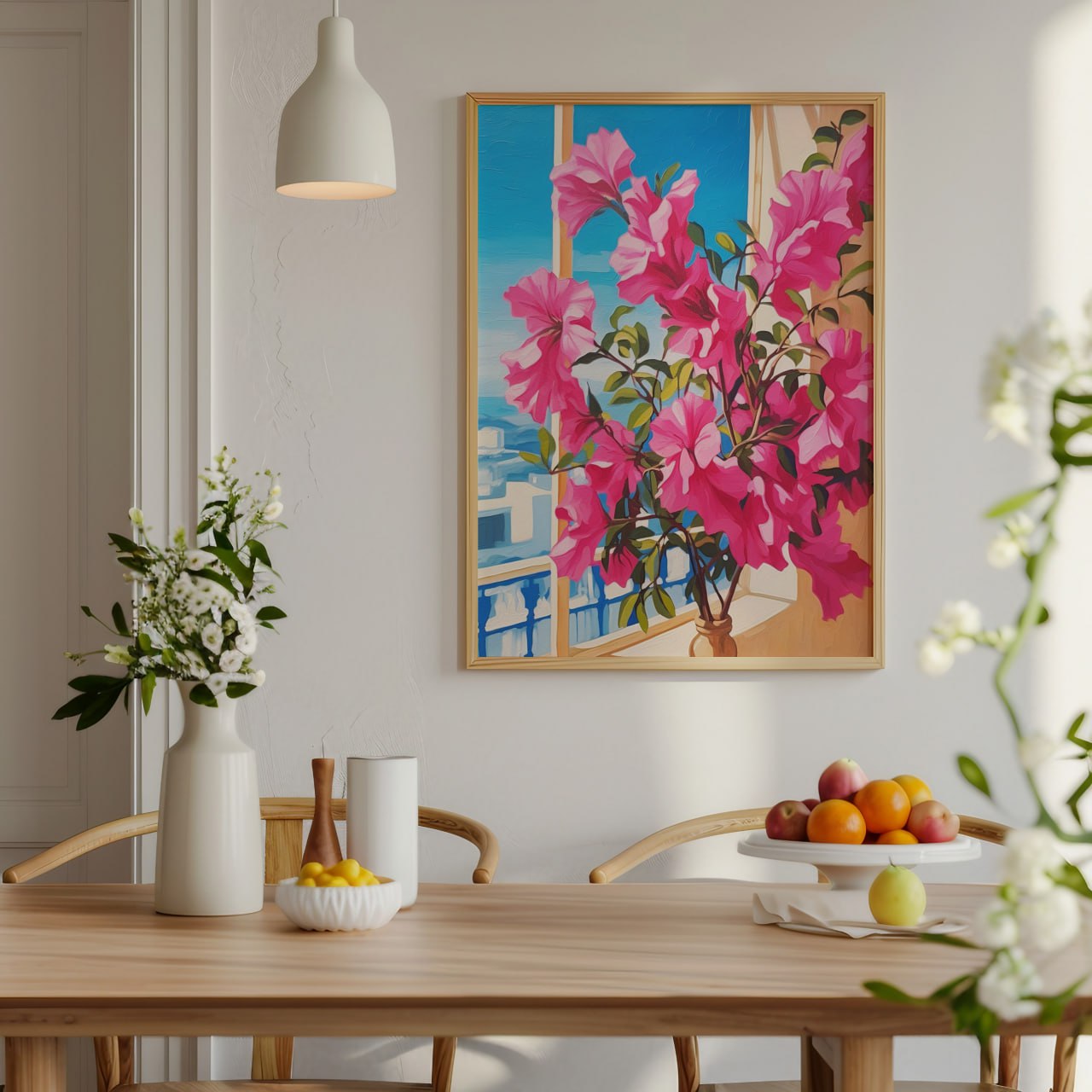 Positano Floral Window Print | Vibrant Mediterranean Wall Art