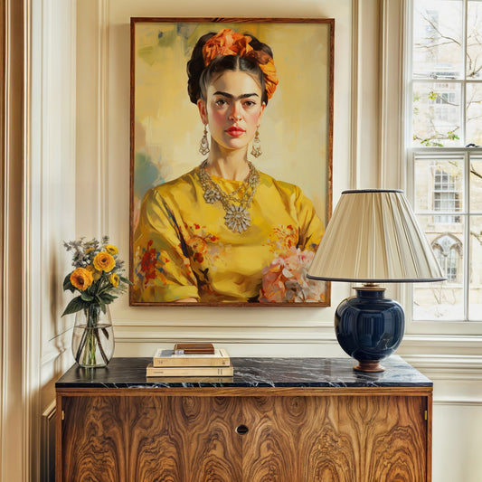 Frida Kahlo Yellow Portrait Poster - Elegant Classic Art