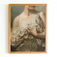 ART PRINT | Lady With Daisies Bouquet Oil Painting | Antique Flowers Artwork | Daisies Wall Art | Classic Oil Portrait | Female Art