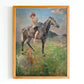 ART PRINT| Vintage Horse Riding Oil Painting | Girl and Horse Art Print | Horse Rider Gift | Meadow Painting | Equestrian Oil Painting