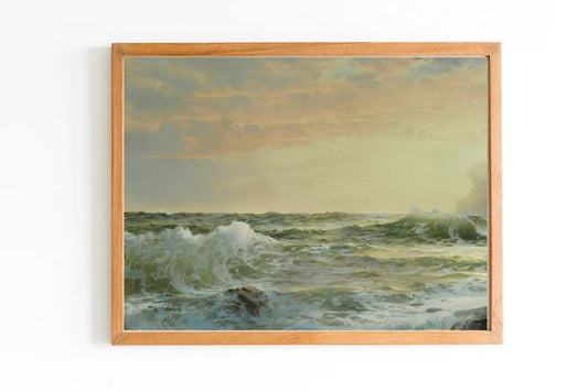 ART PRINT | Vintage Ocean Waves Wall Art Print | Seascape Oil Painting | Storm Artwork | Sea Decor Wall Art | Seashore Oil Artwork