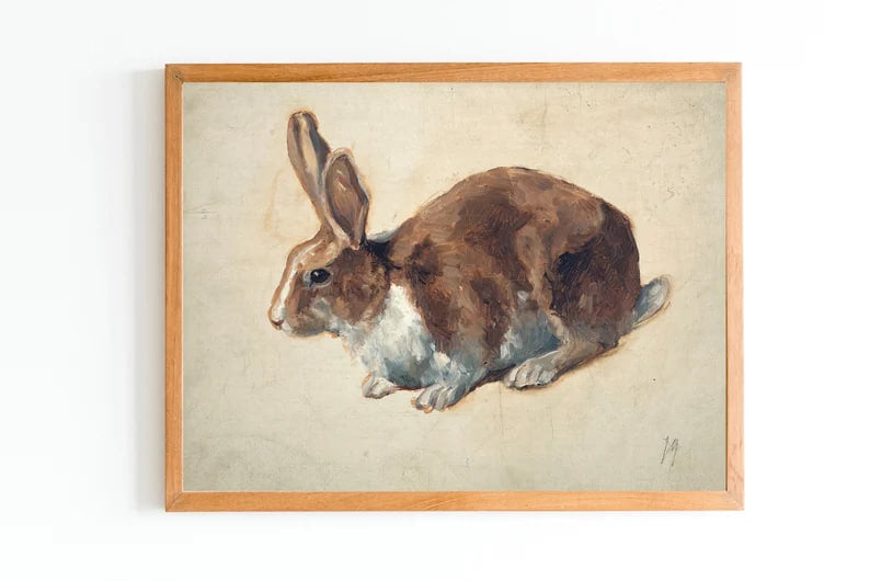 ART PRINT | Vintage Rabbit Painting | 19th Century Animal Portrait | Domestic Animal Art Print | Animal Lovers Gift | Bunny Art Print