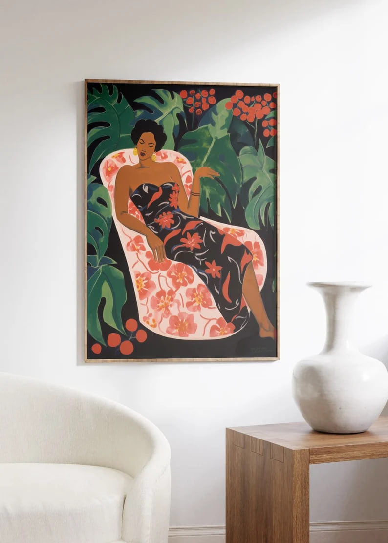   Wall art, print, Poster, Housewarming, Home decor, Girl, Art print, art, Aesthetic, Gifts, Vintage, Interracial Poster, Women Power, Colorful Print, Feminism Art, Ethnic Woman