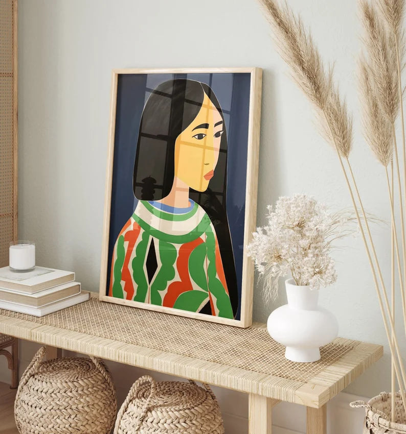 Wall art, print, Poster, Housewarming, Home decor, Girl, Art print, art, Aesthetic, Gifts, Vintage, Interracial Poster, Women Power, Colorful Print, Feminism Art, Ethnic Woman