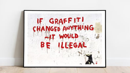 Banksy 'If Graffiti Changed Anything' Poster: Urban Activism Art, Red Quote Wall Decor, Street Rebellion, Contemporary Art, Banksy Rat Serie