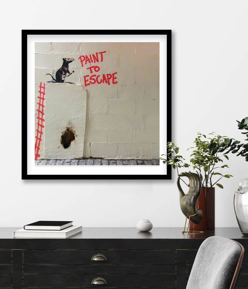 Banksy 'Paint to Scape' Poster: Urban Art Escape, Rat Wall Art, Creative Freedom, Street Art Decor, Graffiti Rat Collection, Banksy Print Wall art, print, Poster, Housewarming, Home decor, Girl, Art print, art, Aesthetic, Gfts, Vintage,I Colorful Print, Banksy Print, Graffiti Art Print