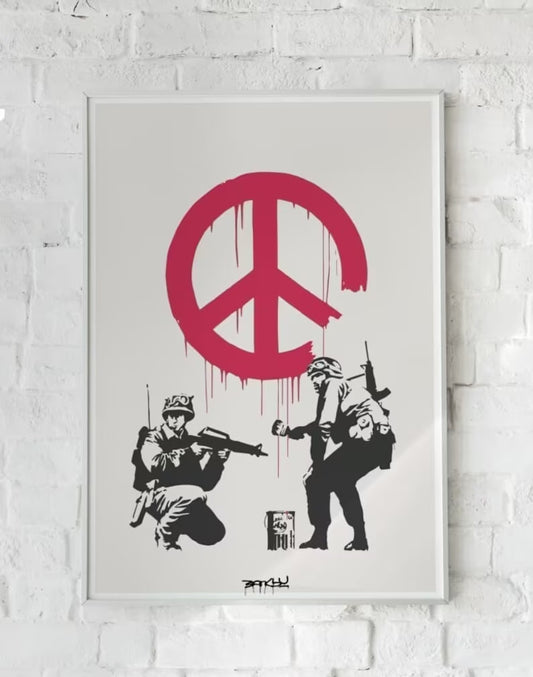 Banksy Peace Soldiers Poster, Street Urban Art, Contemporary Graffiti, Peace Mural Painting, Banksy Wall Decor, Street Art Home, Banksy Art