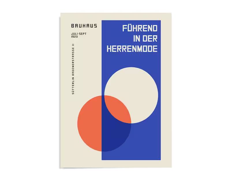 Bauhaus Exhibition Poster 024, Indigo Blue Wall Art, Nordic Designer
