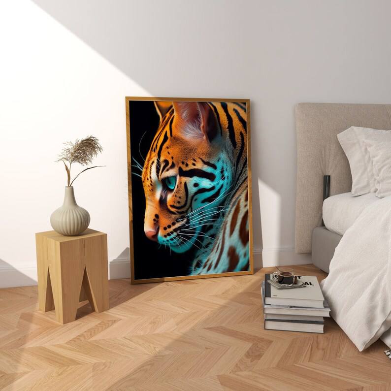 Trend wall decoration, Fashion room decoration, Dark room decoration, luxury home decoration, feline painting, Feline lover gift, Bengal cat poster, Bengali closeup, Feline art print, bengal cat art, Wall decoration in dark tone, mystical cat art, baby gifts, Gifts for wife, Gifts for sister, Gifts for mom, Gifts for husband, Gifts for girls, Gifts for children, Gifts for girlfriend, Gifts for boyfriend, Gifts for dad, Christmas presents, anniversary gifts, Birthday gift