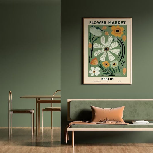 Berlin Poster, Flower Market Print, Exhibition Poster, Colorful Floral Art Print, Floral Wall Art, Modern Abstract Flowers, Autum Home Decor