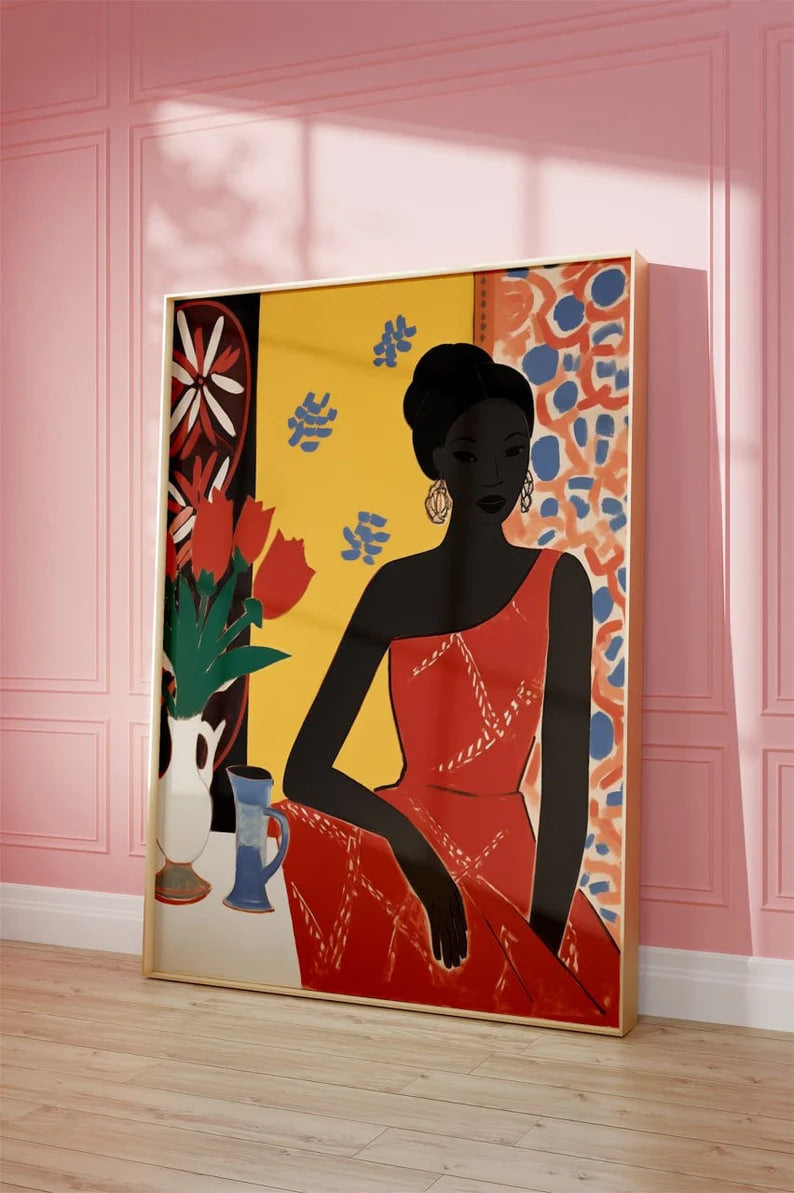 Wall art, print, Poster, Housewarming, Home decor, Girl, Art print, art, Aesthetic, Gifts, Vintage, Interracial Poster, Women Power, Colorful Print, Feminism Art, Ethnic Woman
