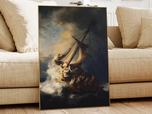 Christ in the Storm on the Sea of Galilee, Rembrandt van Rijn, Famous Painting, Classic Painting, Vintage Wall Art, Vintage Print