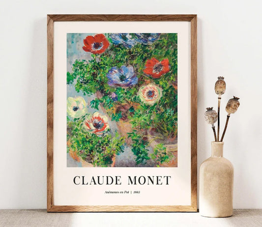 Claude Monet Art Print, Anemones in Pot, Flowers Art, Garden Flowers Print, French Country Wall Decor, Cottage Print, Botanical PRINTABLE